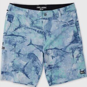 Pelagic Men's Madeira Cargo Shorts 20" Open Seas Camo Blue